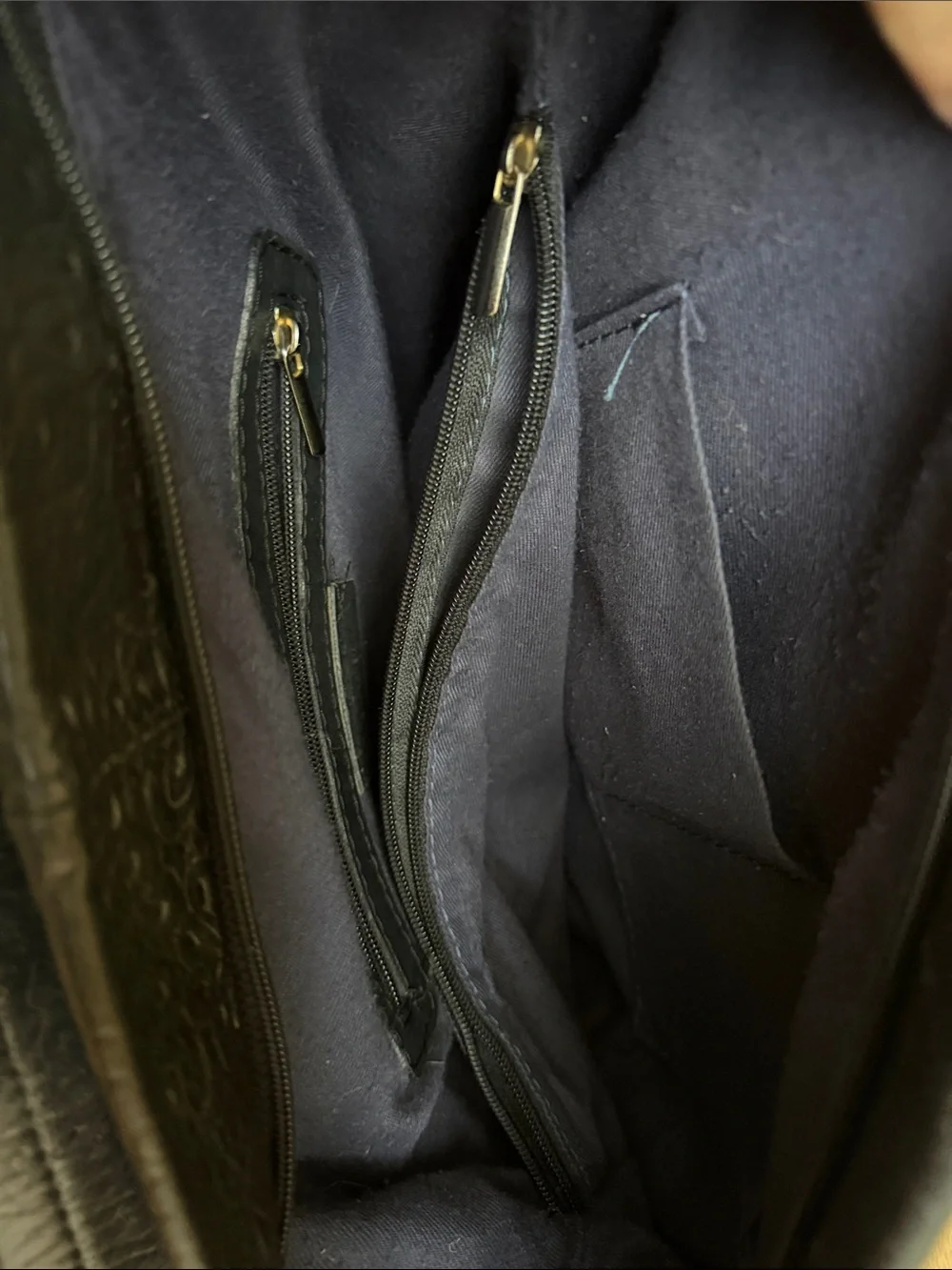 Vittoria Veneta Black Floral Embossed Leather hobo bag Brown Strap made in Italy
